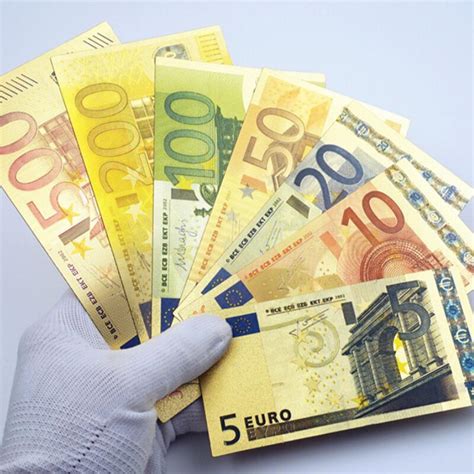 Euro bank notes there are. New design Gold foil commemorative banknotes set of 7 ...