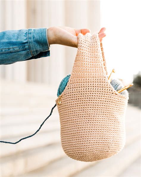 Easy Project Bag Yarn Basket Free Crochet Pattern Video Obsigen