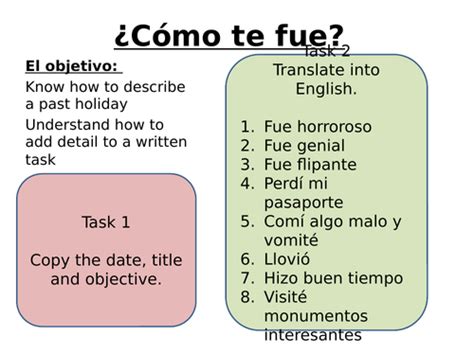 Como Te Fue Holiday Opinions And Descriptions Teaching Resources