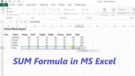 Sum Formula In Ms Excel Auto Sum Function Addition Of Multiple