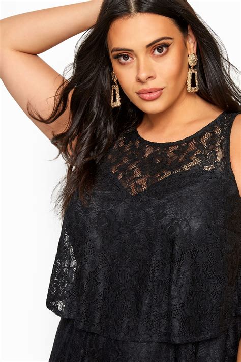 Plus Size Black Layered Lace Dress Sizes 16 To 36 Yours Clothing