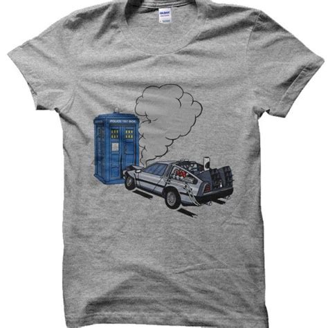 Delorean Crashes Into Tardis Dr Who Back To The Future T Shirt By