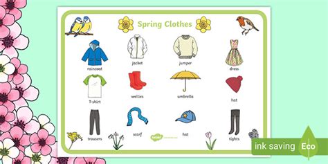 Spring Clothes Word Mat Primary Resources Twinkl
