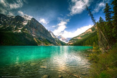 Download Wallpaper Serene Lake Louise Alberta Canada Free Desktop
