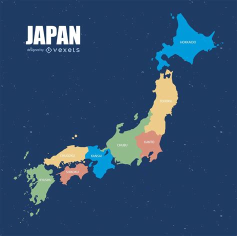 Mapa Colorido De Japão Baixar Vector