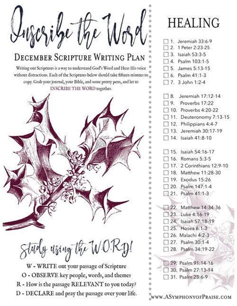 Inscribe The Word December Scripture Writing Plan Writing Plan