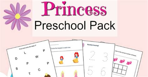 princess preschool printable worksheet pack