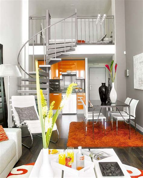 Best Modern Small Loft Interior Design With Nice Spiral Staircase