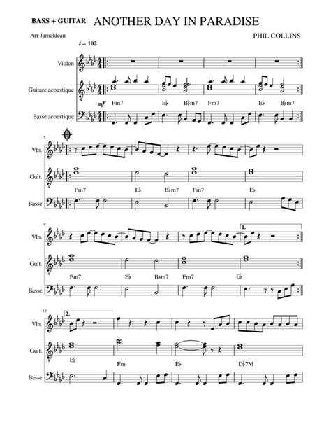And in retrospect, it remains one of the best examples of the convergence between progressive rock and aor. ANOTHER DAY IN PARADISE Bass violon Sheet music for Violin, Piano, Guitar | Download free in PDF ...