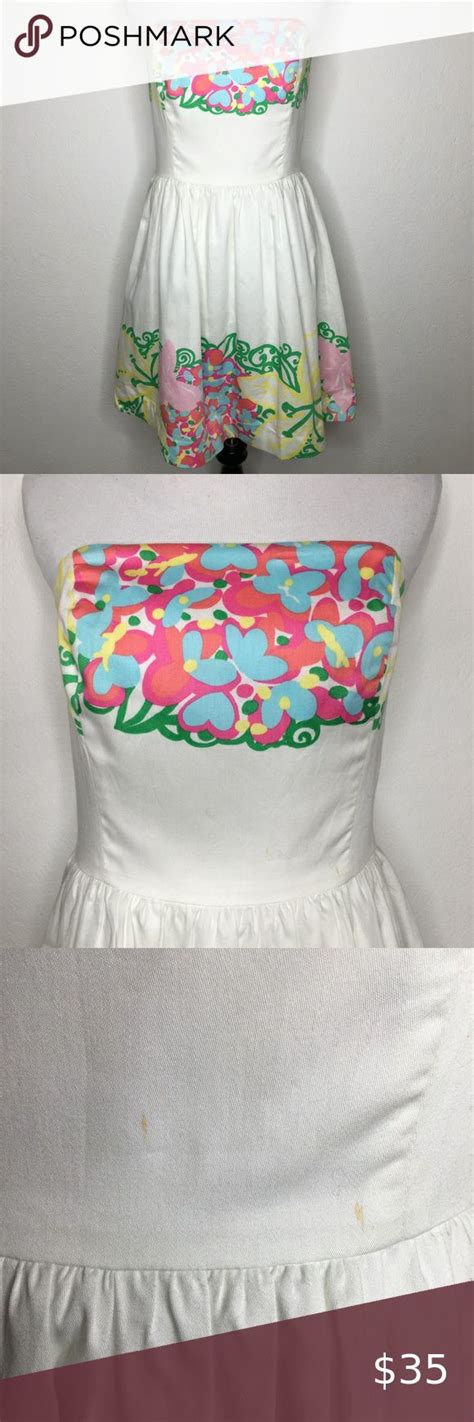 Lilly Pulitzer Strapless White Floral Dress Size 4 White Floral Dress