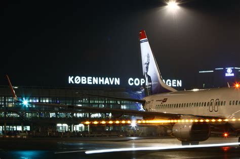 Copenhagen Airport By Night The Norwegian Plane Is Easy To Recognize