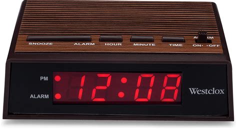 Westclox 22690 Retro Wood Grain Led Alarm Clock 06 Inch