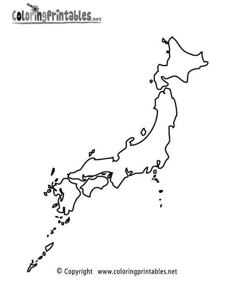 An Outline Map Of Japan With The Capital And Country Names In Black On