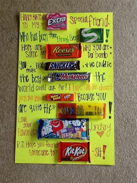Birthday gifts for best friend, Candy birthday cards ...