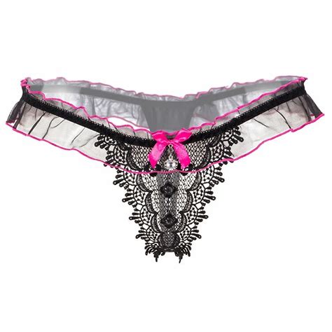 Underwear Women Lace Panties Thong Sexy Low Waist Hollow Out G String With Bow In Womens