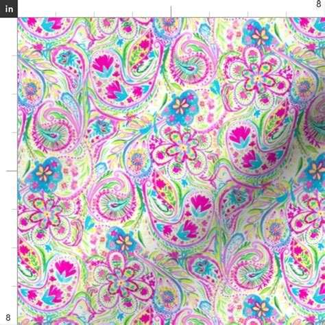 Colorful Spring Paisley Fabric Paisley Watercolor Brights By Etsy