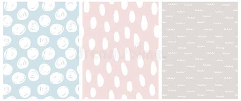 Simple Pastel Color Geometric Seamless Vector Patterns With Dots Waves