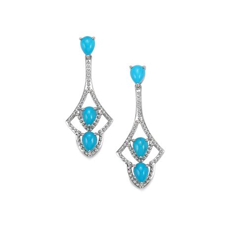 Sleeping Beauty Turquoise Earrings In Platinum Plated Sterling Silver 3