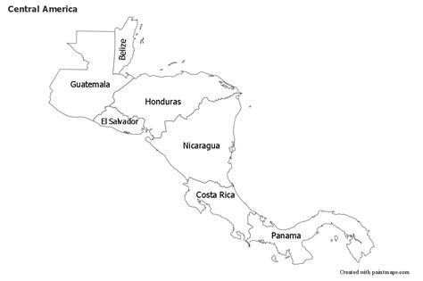Sample Maps For Central America Black White Central America Map