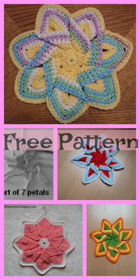 Crochet Flower Hot Pads Free Patterns DIY 4 EVER