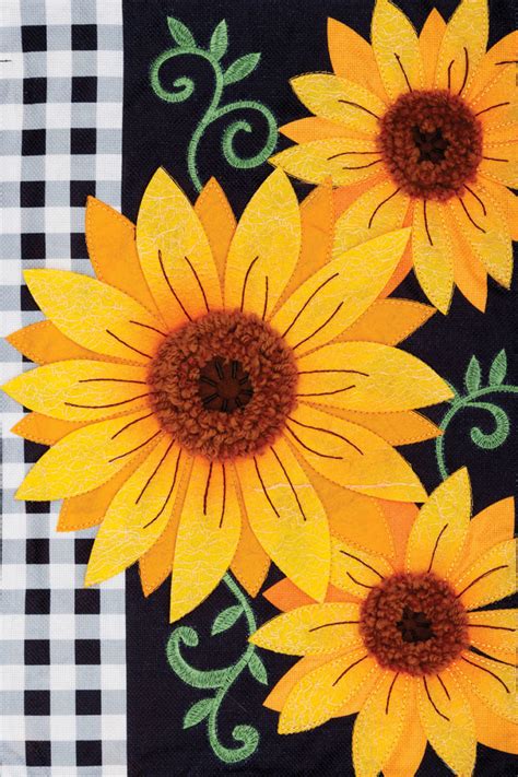 Gingham Sunflowers Applique Custom Decor