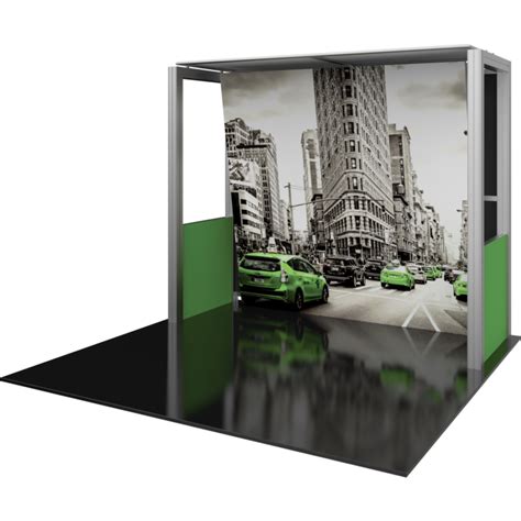 10x10 Trade Show Booth Modular Hybrid Qps05 With Half Walls Lush Banners