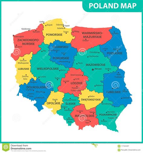 El Mapa Detallado De Polonia Con Las Regiones O Estados Y Ciudades