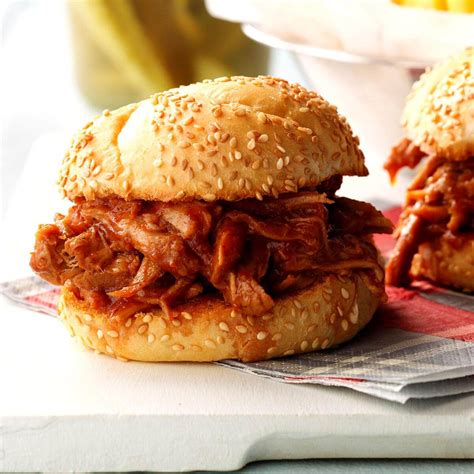 Tangy Pulled Pork Sandwiches Recipe Taste Of Home