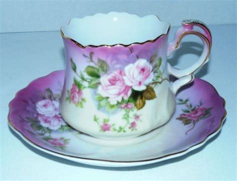 Vintage Hand Painted Lefton China Heavenly Rose Pattern Teacup And Saucer