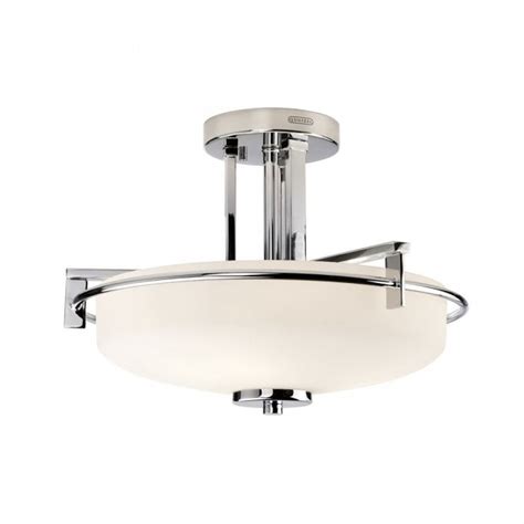 Deco Style Bathroom Ceiling Light Chrome Fitting With Opal Glass Shade