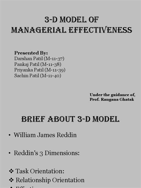 3 D Model Of Managerial Effectiveness Presented By Pdf Leadership