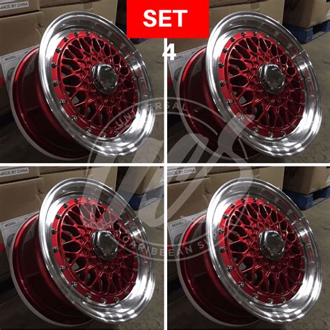 New 15 Inch X 7 Alloy Wheels Rims Bolt Pattern 4x1001143 Red Machined