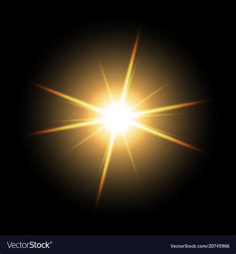 Shining Star On Black Background Golden Color Vector Image