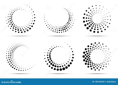 Halftone Circular Dotted Frames Set Circle Half Tone Dots Isolated On
