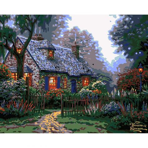 Thomas Kinkade Luminosity Foxglove Cottage Paint By Numbers Paint By
