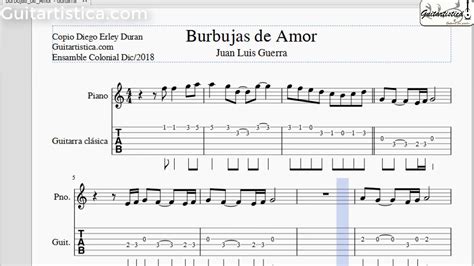 Burbujas De Amor Partitura Instrumentos Tab Punteo Guitarra