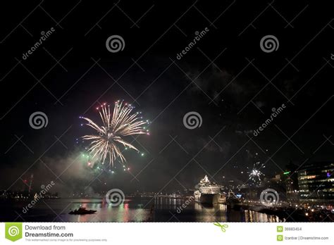 Fireworks In Stockholm Harbor Sweden Stock Photo Image Of Harbor