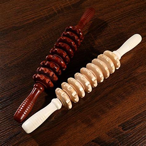 Supvox 2pcs Wood Massager Roller Handheld Cellulite Massage Trigger Point Manual Muscle Release