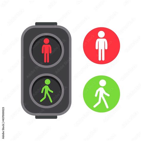 Illustration Vector Graphic Simple Flat Cartoon Symbols Pedestrian Traffic Light With Red And