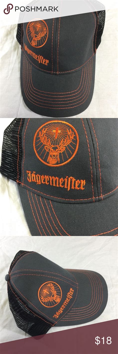 Jagermeister Baseball Cap Truckers Hat Gray And Oran Trucker Hat