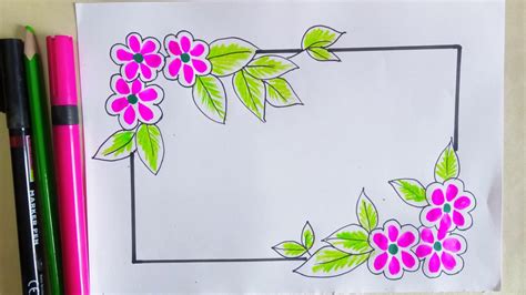 Floral Drawing Borders And Corners Flower Painting For Front Page