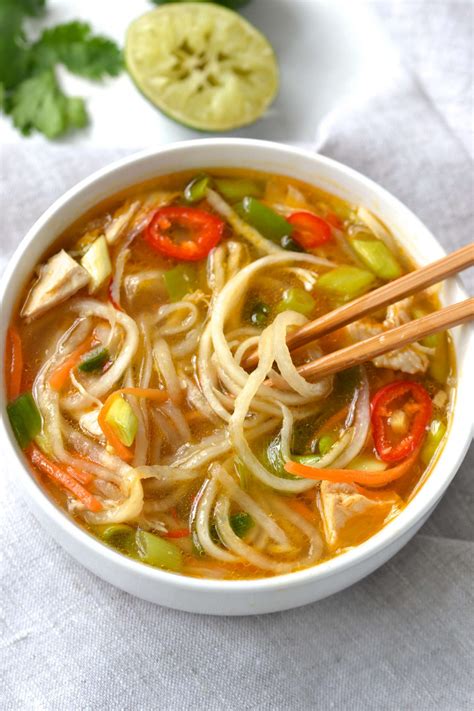 Spicy Asian Chicken Veggie And Noodle Soup Paleo Every Last Bite
