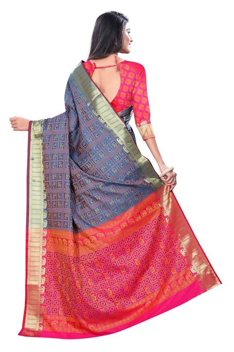 Multicolor Woven Pure Kanjivaram Silk Saree With Blouse Manvaa 3074948