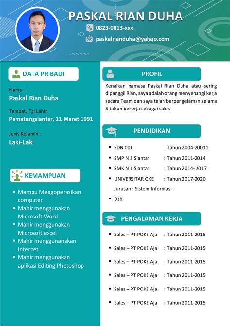 Template Cv Kerja Download Template Cv Menarik Bahasa Indonesia Riset