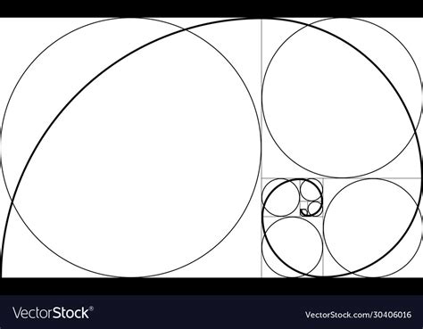 Golden Ratio Geometric Concept Fibonacci Spiral Vector Image
