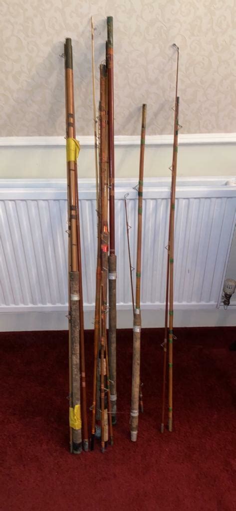 Vintage Antique Wooden Fishing Rods In Cheltenham Gloucestershire