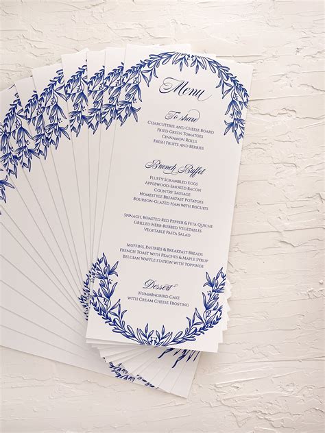 Classic Blue Wedding Menus Classic Wedding Menus Blue Wedding