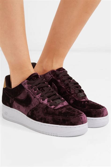 Nike Air Force 1 Metallic Faux Leather Trimmed Crushed Velvet Sneakers In Purple Lyst