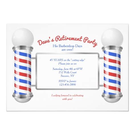 Barbers Pole Retirement Party Invitation