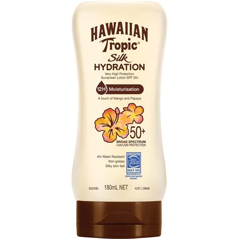 Hawaiian Tropic Silk Hydration Sunscreen Lotion Spf 50 180ml Big W